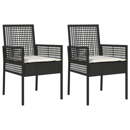 Tuinstoelen 2 Stuks Met Kussens Poly Rattan Zwart en crème