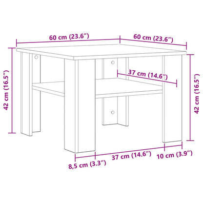 Salontafel Zwart Eiken 60X60X42 Cm Bewerkt Hout