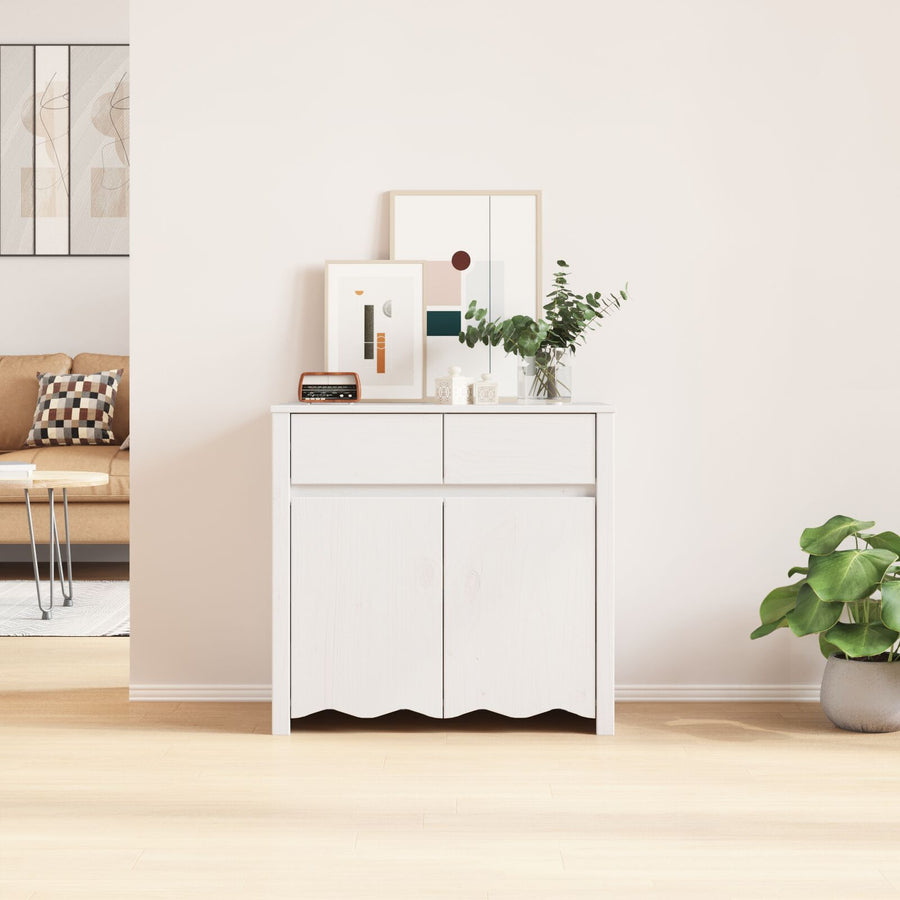 Dressoir ""Drammen"" 79X43X75,5 Cm Massief Hout Vuren Wit
