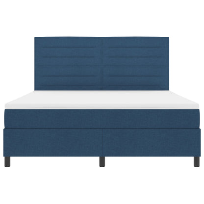 Boxspring Bed Met Matras Blauw Super King Stof Crème