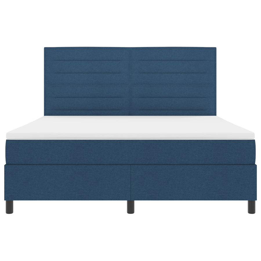 Boxspring Bed Met Matras Blauw Super King Stof Crème