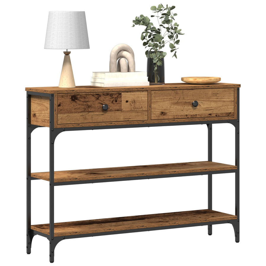Console Tafel Oud Hout 100X25X75 Cm Engineerend Hout En Staal