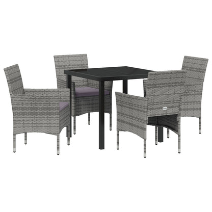5-Delige Tuin Eetset Grijs Poly Riet