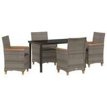 5-Delige Tuin Eetset Met Kussens Grijs Poly Rattan