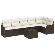 6 Delige Tuin Sofa Set met Kussens Grijs Poly Rattan, vidaXL 2-Persoons Tuin Sofa met Kussens Bruin Poly Rattan