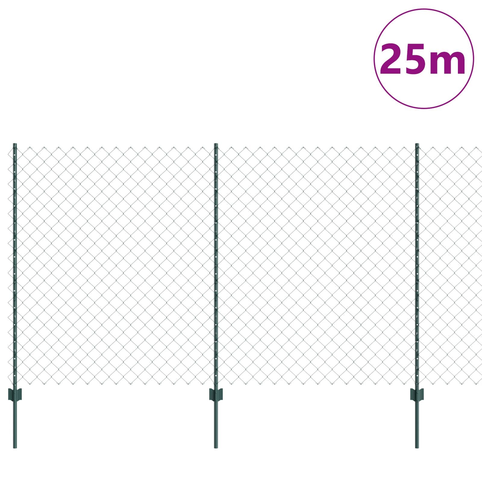 Kettinglinkhek Met 22 U-Palen Groen 1.4X25 M Staal