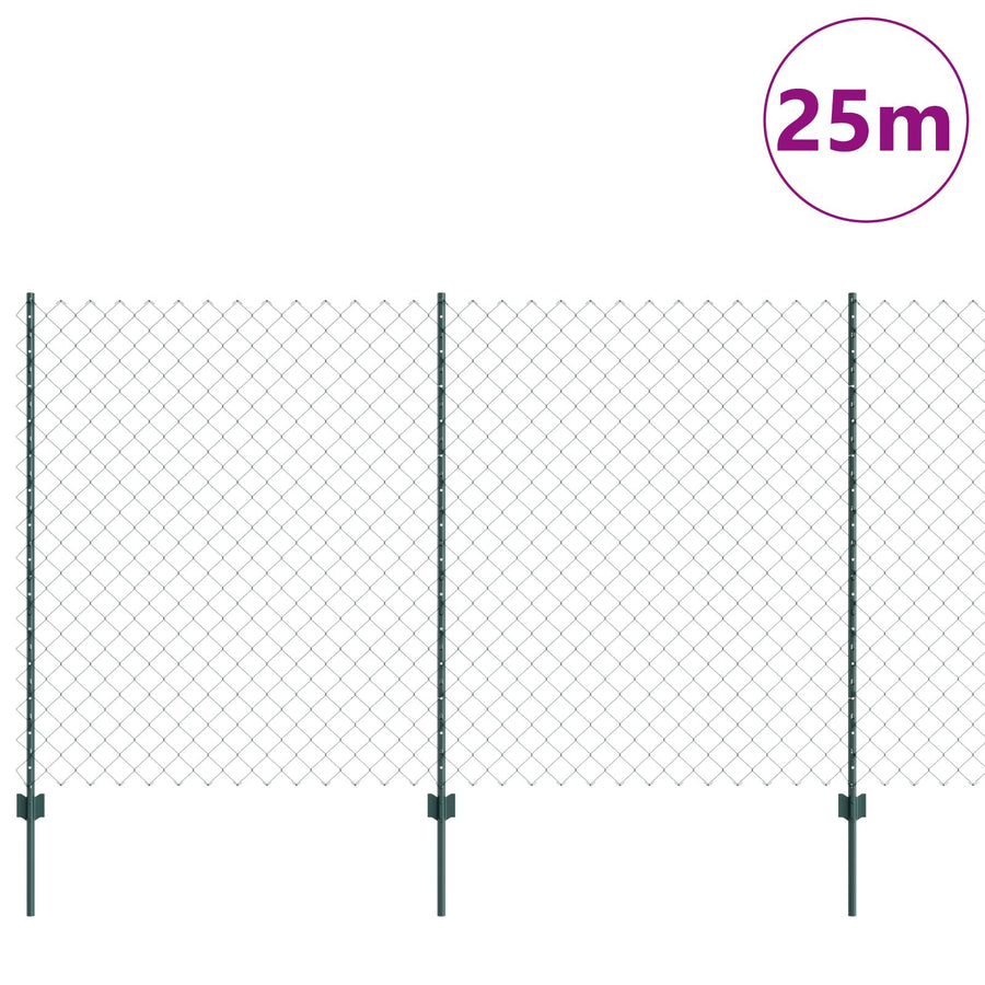 Kettinglinkhek Met 22 U-Palen Groen 1.4X25 M Staal