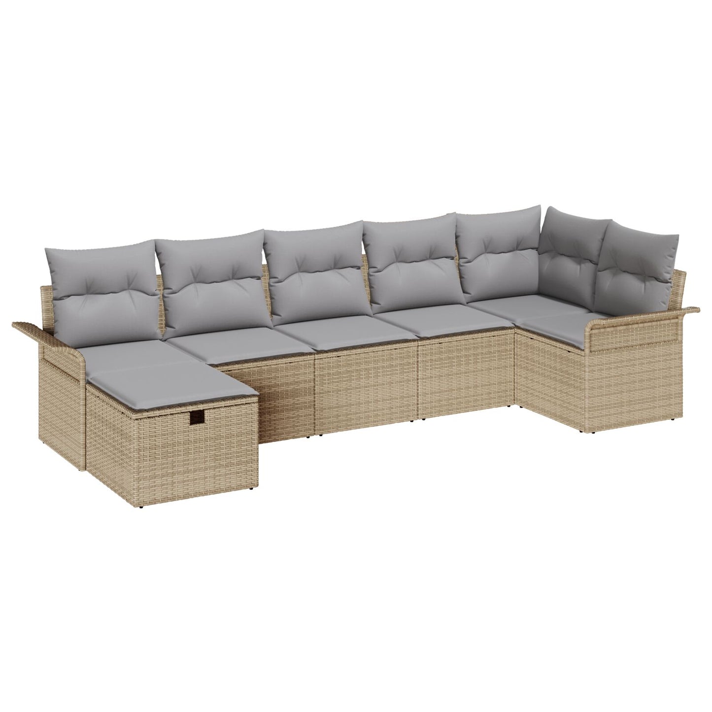 7-Delige Tuin Sofa Set Met Kussens Beige Poly Rattan