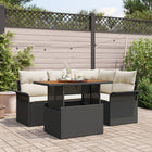 Garden Sofa Set with Cushions 5 pcs Black and Cream