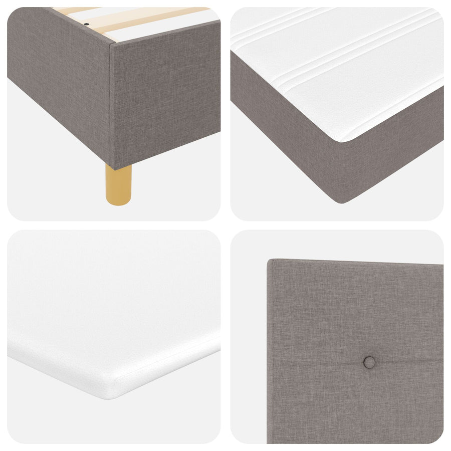 Boxspringbed Met Matras Taupe Eenpersoons Stof Blauw