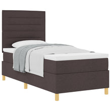 Boxspringbed Met Matras Donkerbruin 100X200 Cm Stof Blauw