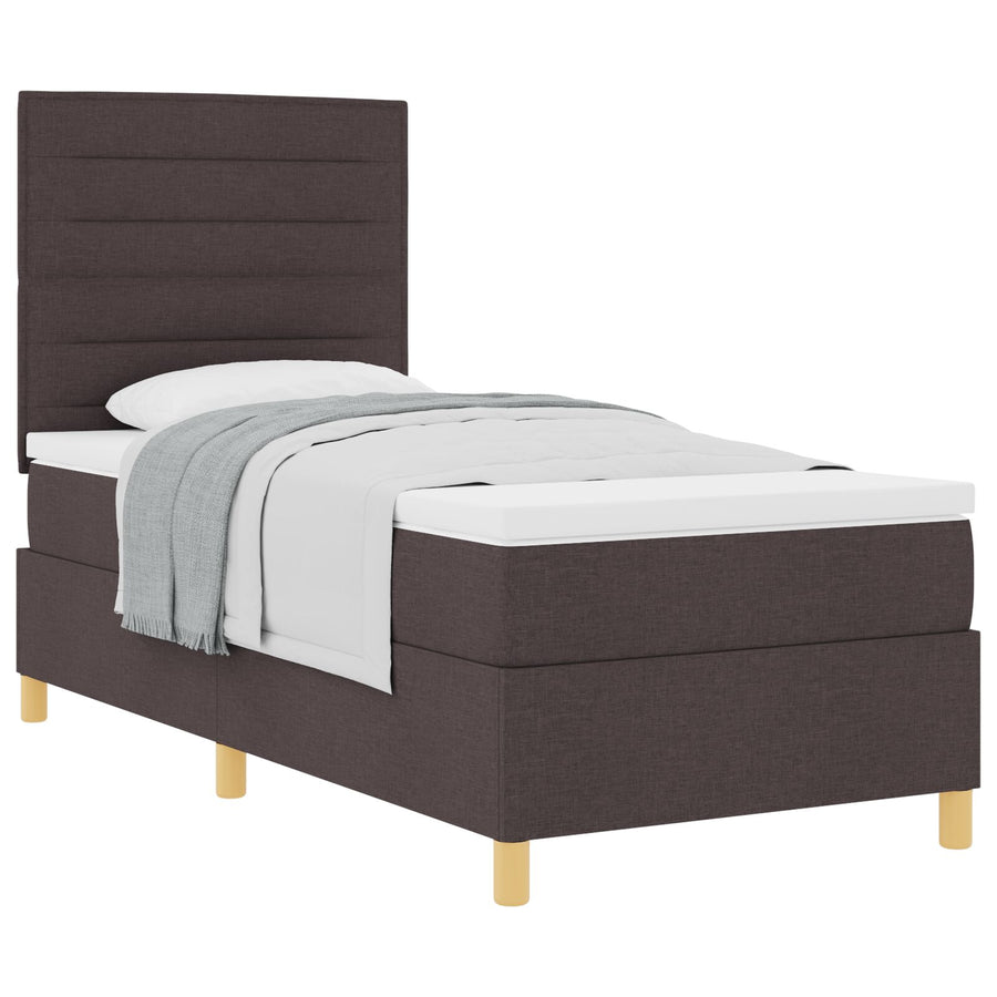 Boxspringbed Met Matras Donkerbruin 100X200 Cm Stof Blauw