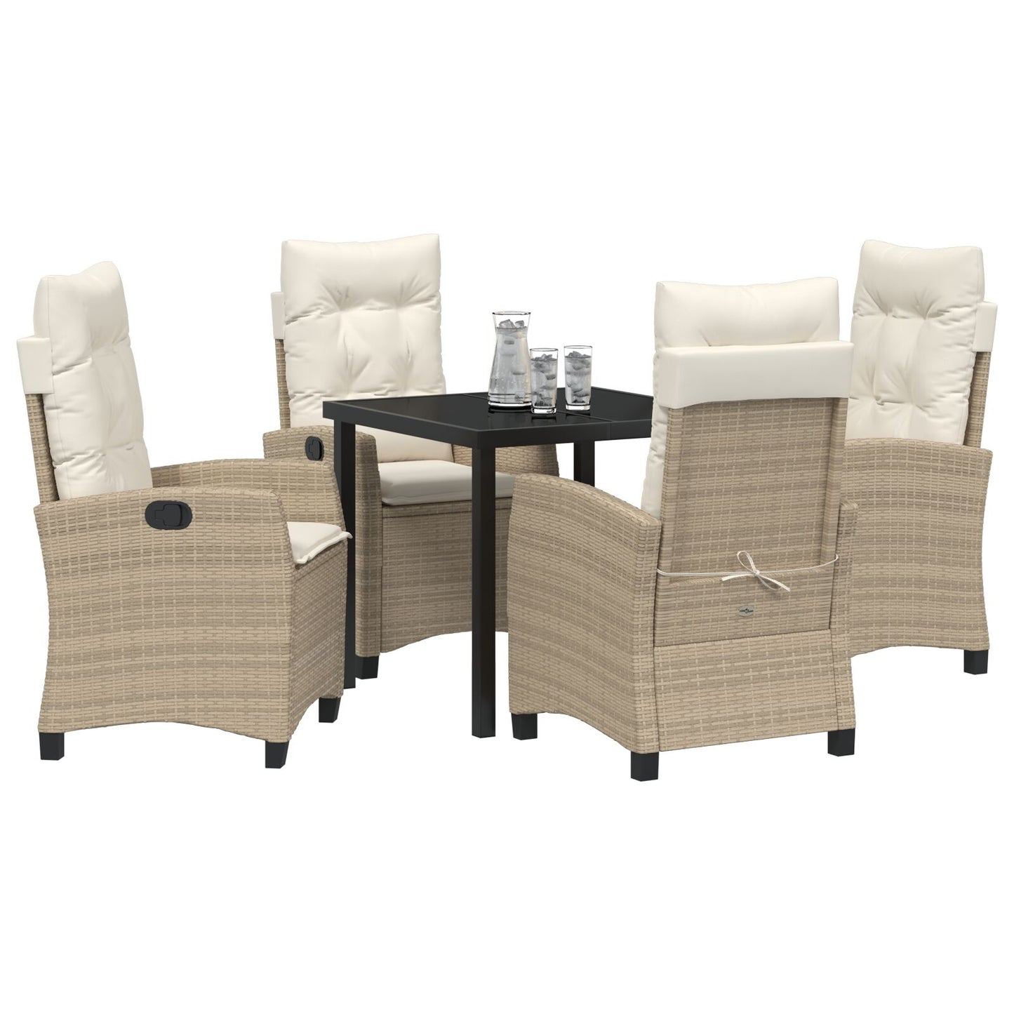 5-Delig Tuin Eetset Met Kussens Beige Poly Rattan