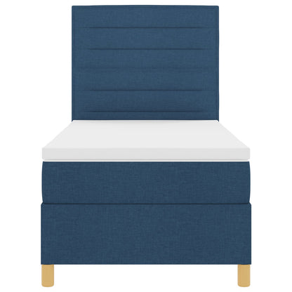 Boxspringbed Met Matras Blauw Eenpersoons Stof Blauw