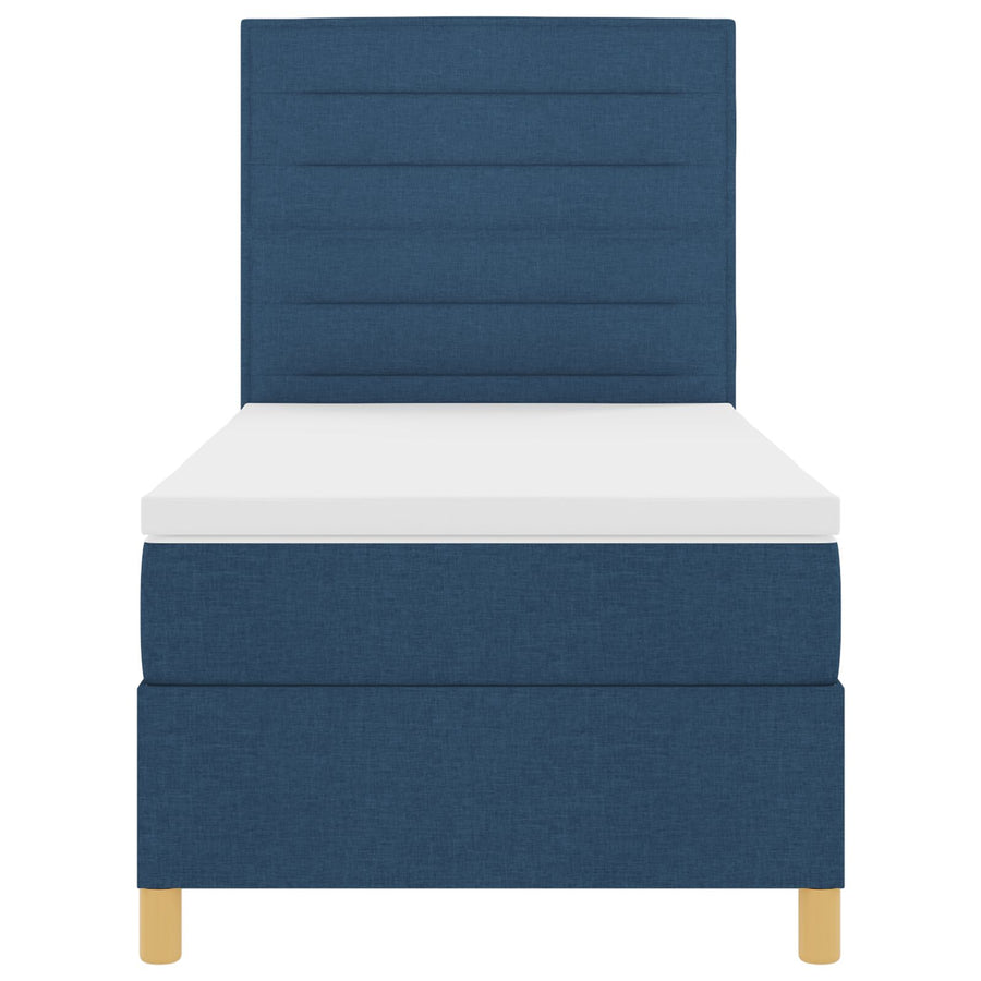 Boxspringbed Met Matras Blauw Eenpersoons Stof Blauw