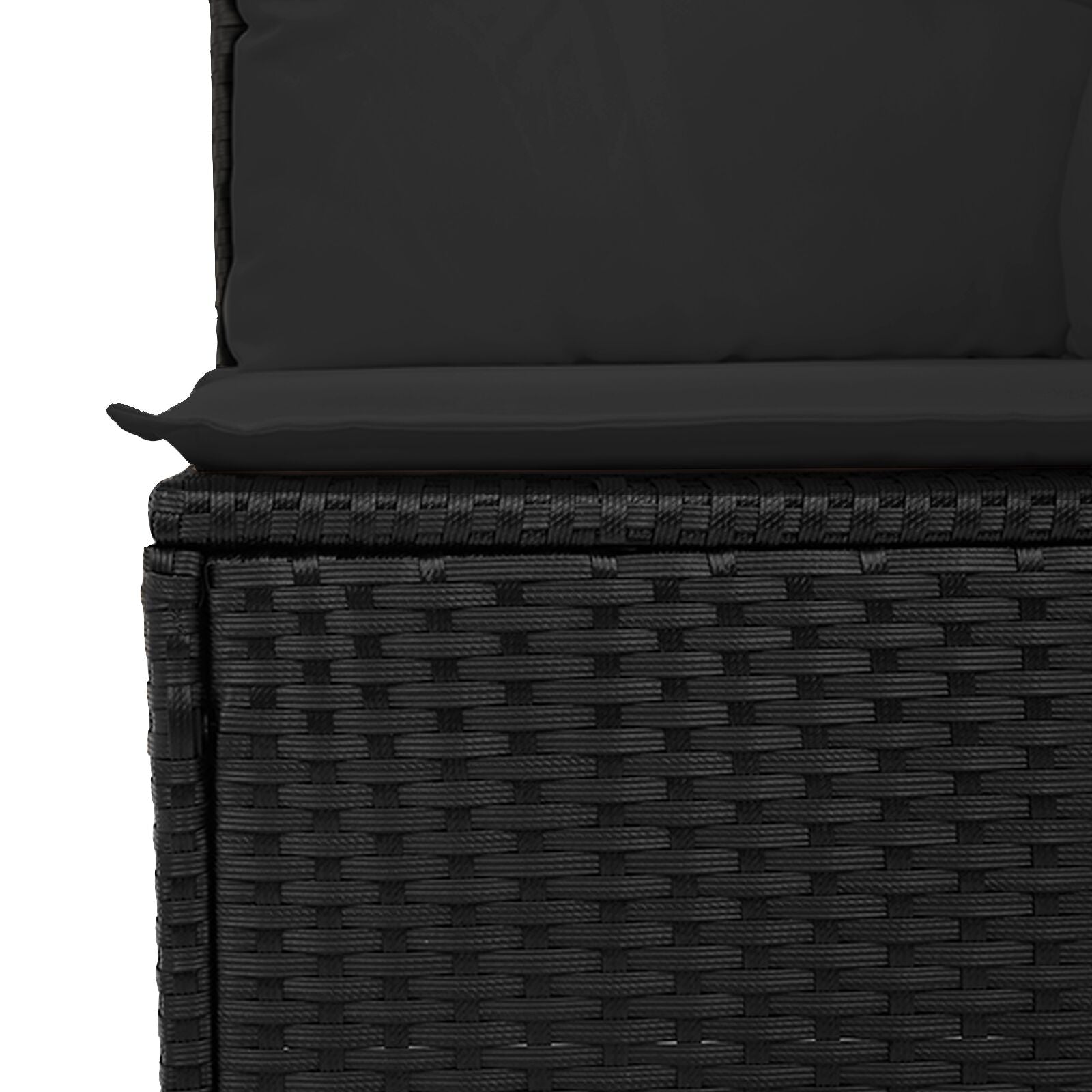 Tuinbankset 7-Delig Zwart Poly Rattan Buitenmeubilair Wit