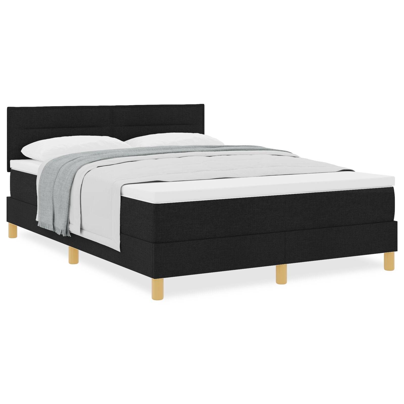 Boxspringbed Met Matras Zwart 160X200 Cm Stof Donkergrijs