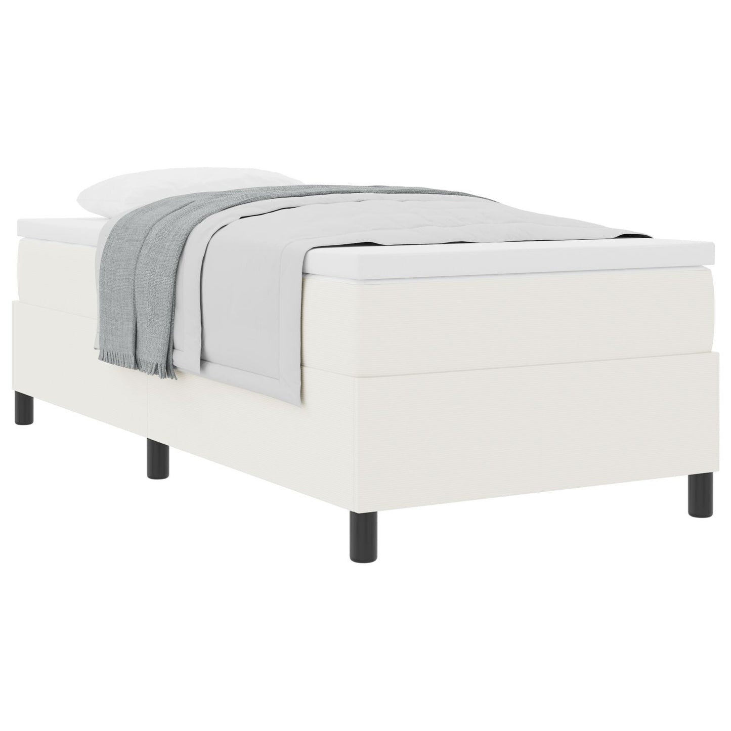 Boxspring Bed met Matras Crème Eenpersoons Corduroy Stof