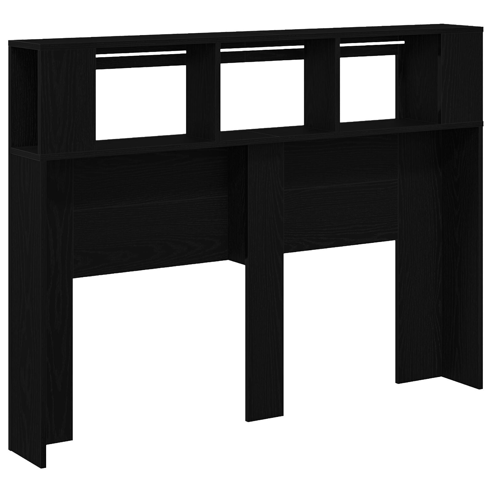 Led Hoofdbord Zwart Eiken 140X18,5X40 Cm Bewerkt Hout