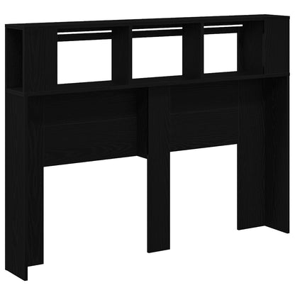 Led Hoofdbord Zwart Eiken 140X18,5X40 Cm Bewerkt Hout