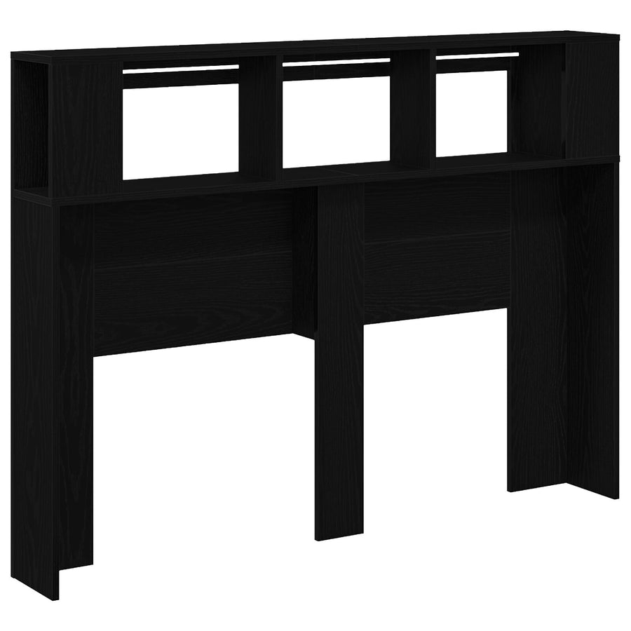 Led Hoofdbord Zwart Eiken 140X18,5X40 Cm Bewerkt Hout