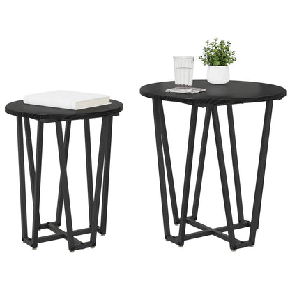 Bijzettafel Set Van 2 - Mdf En Metaal Zwart eiken