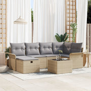 Loungeset 7-delig polyrattan beige grijs