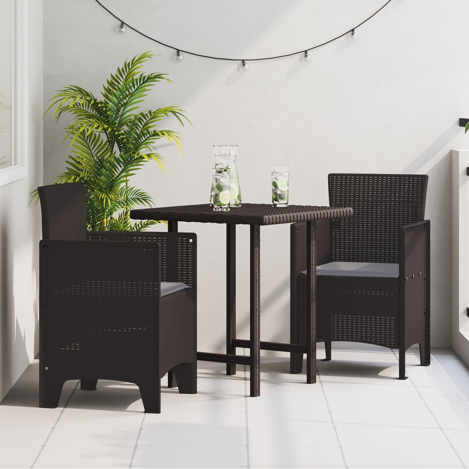Tuinstoel Set Van 2 , Kunststof, Kussens Anthraciet Bruin