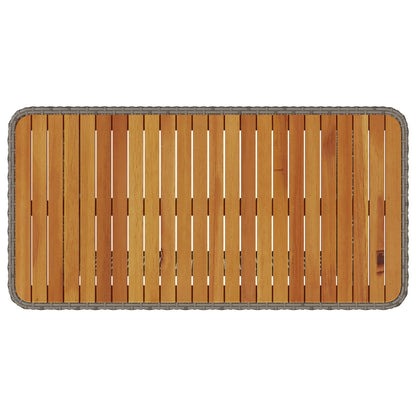 4-Delige Tuin Eetset Met Kussens Poly Rattan Acacia 110 cm Grijs 3 krukken