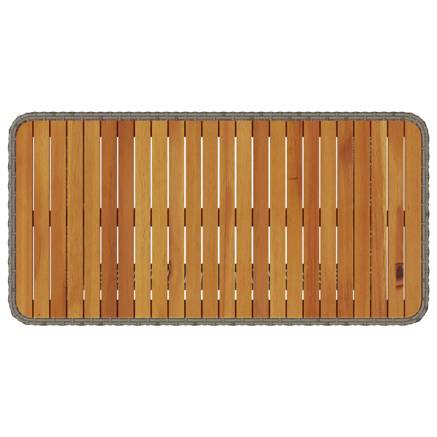 4-Delige Tuin Eetset Met Kussens Poly Rattan Acacia 110 cm Grijs 3 krukken