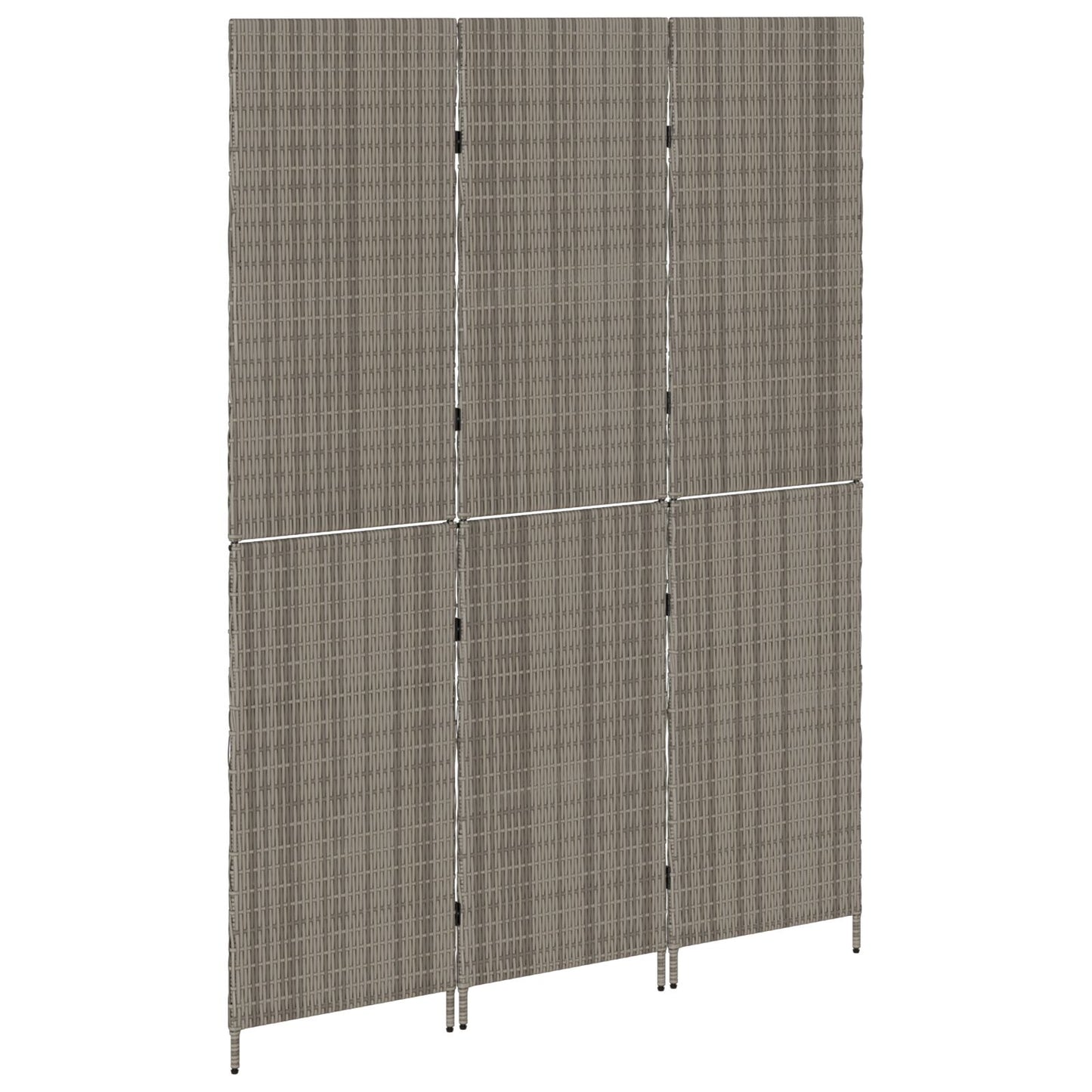 Kamerscherm Opvouwbaar 147X Poly Rattan 180 cm Grijs 3 panelen