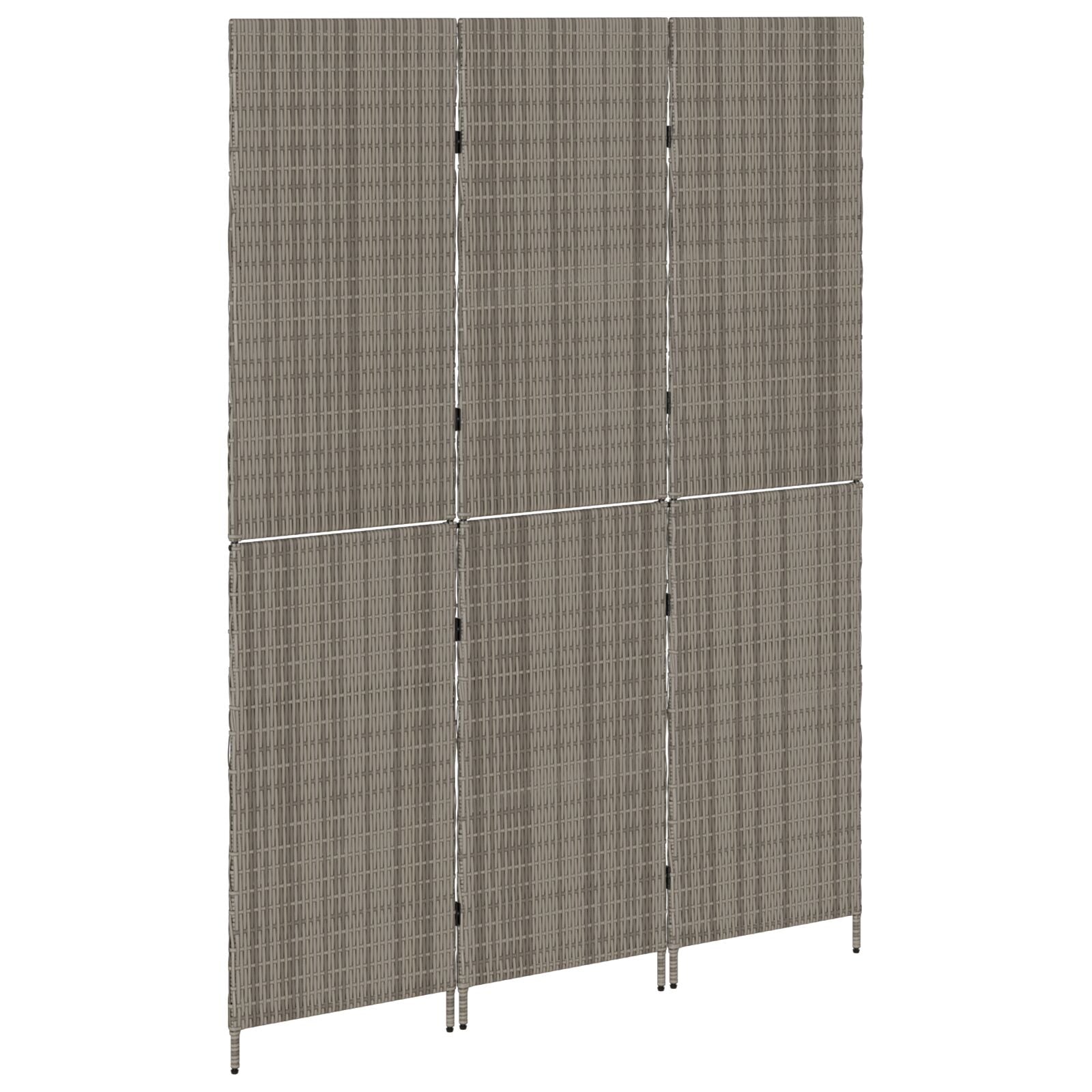 Kamerscherm Opvouwbaar 147X Poly Rattan 180 cm Grijs 3 panelen