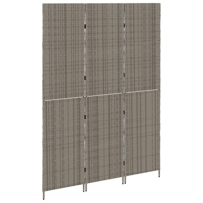 Kamerscherm Opvouwbaar 147X Poly Rattan 180 cm Grijs 3 panelen