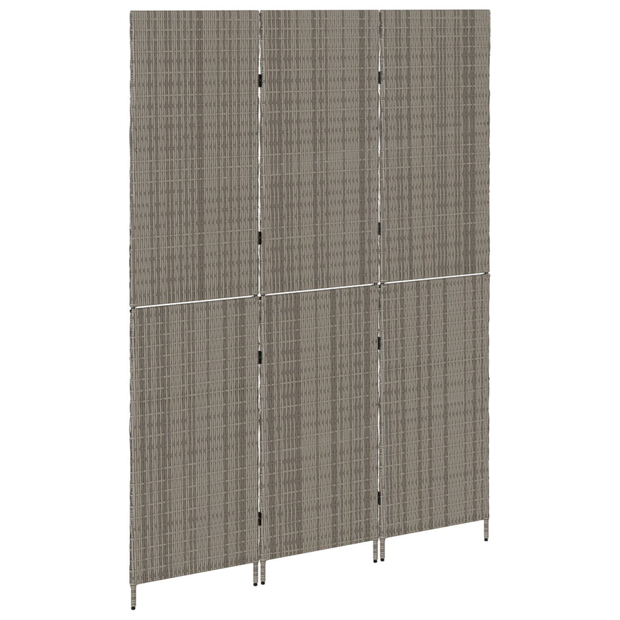 Kamerscherm Opvouwbaar 147X Poly Rattan 180 cm Grijs 3 panelen