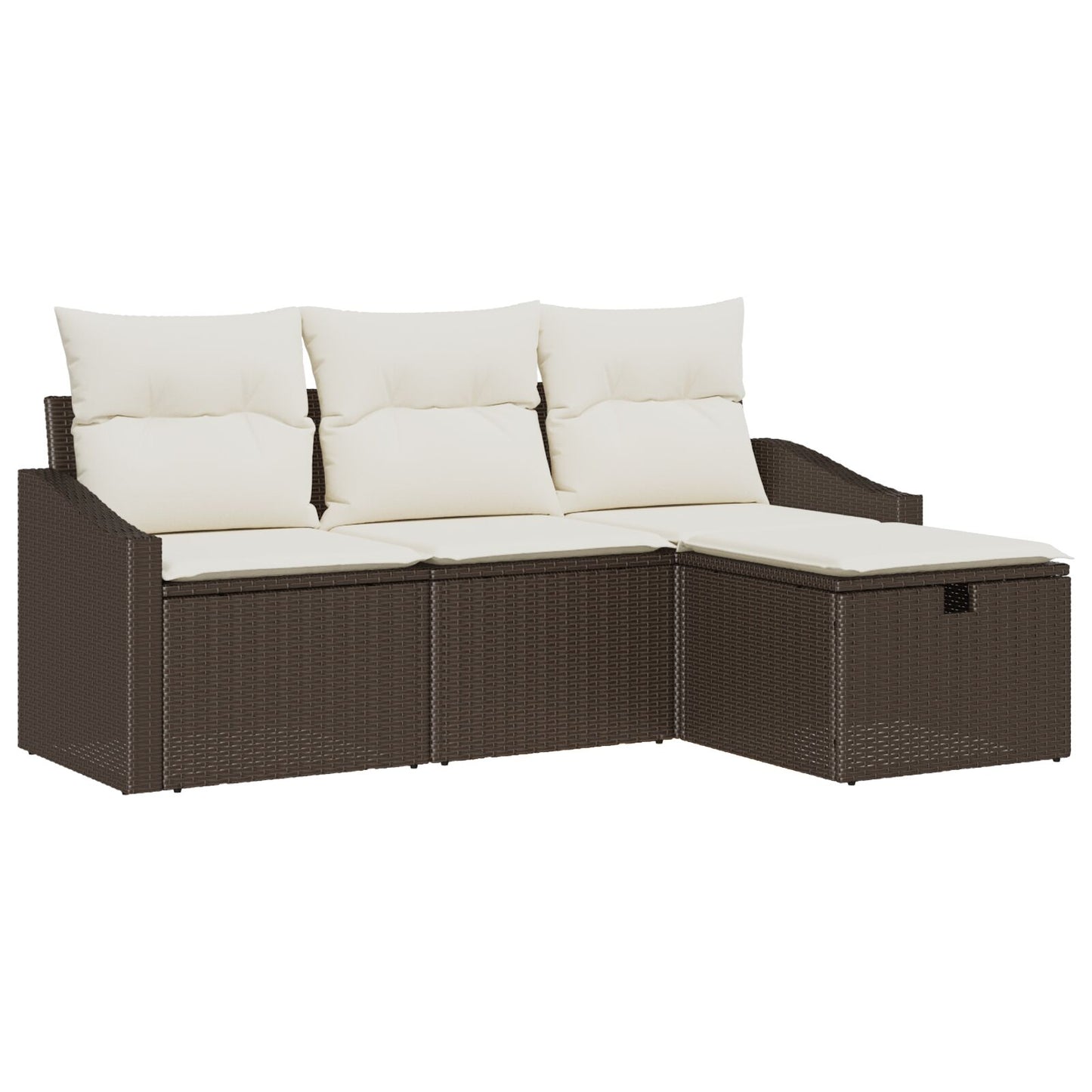 4-Delige Tuin Sofa Set Met Kussens Bruin Poly Rattan