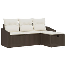 4-Delige Tuin Sofa Set Met Kussens Bruin Poly Rattan