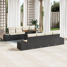 7-Delige Tuin Sofa Set Met Kussens Zwart Poly Rattan