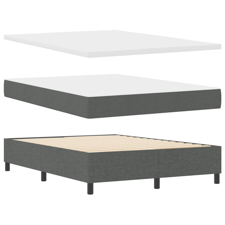 Boxspring Bed Met Matras Stof Donkergrijs 160 x 200 cm Knop tufted