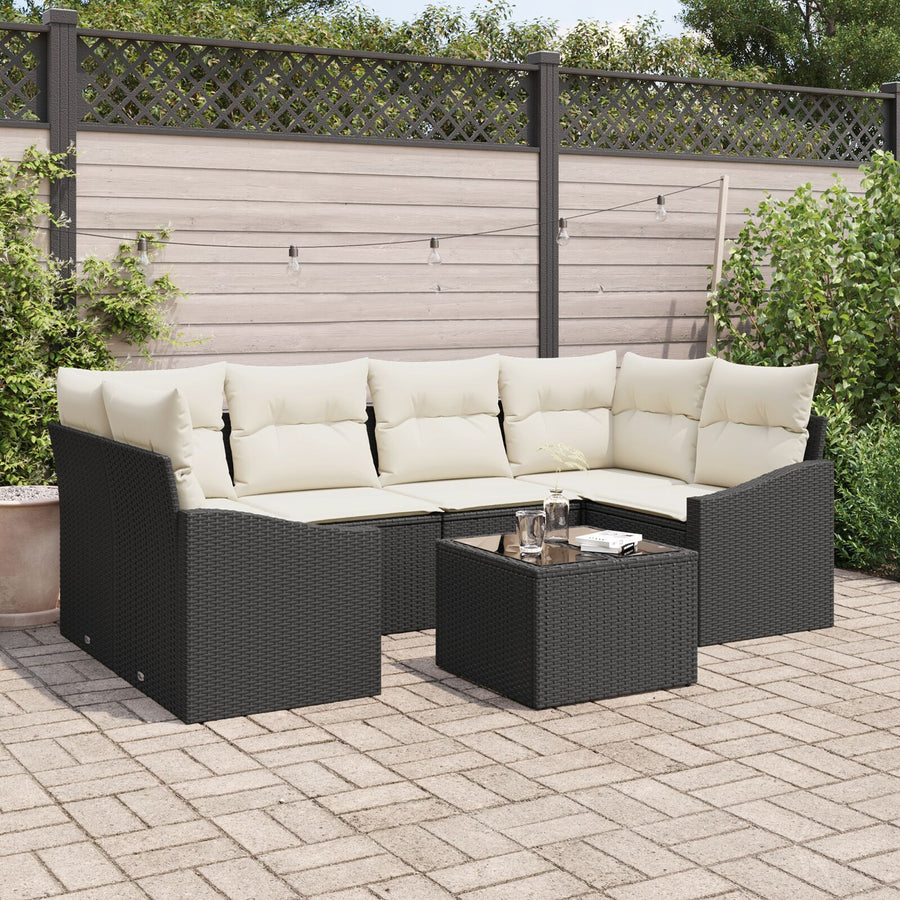 Tuin Bank Set Set Van 7 Zwart En Crème Gegalvaniseerd Staal
