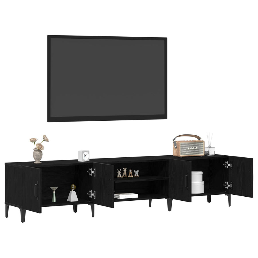 Tv Meubel Zwart Eiken 180X31,5X40 Cm Geengineerd Hout