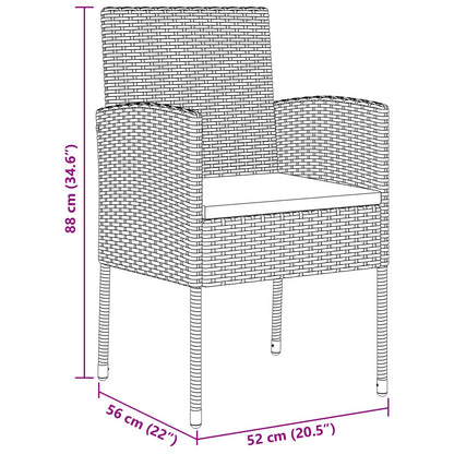 5-Delige Tuin Eetset Met Kussens Zwart Poly Rattan