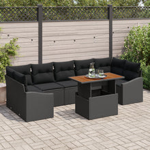 Tuinsofa Set Set Van 8 Zwart Rattan, Hout Tuinsofa Set