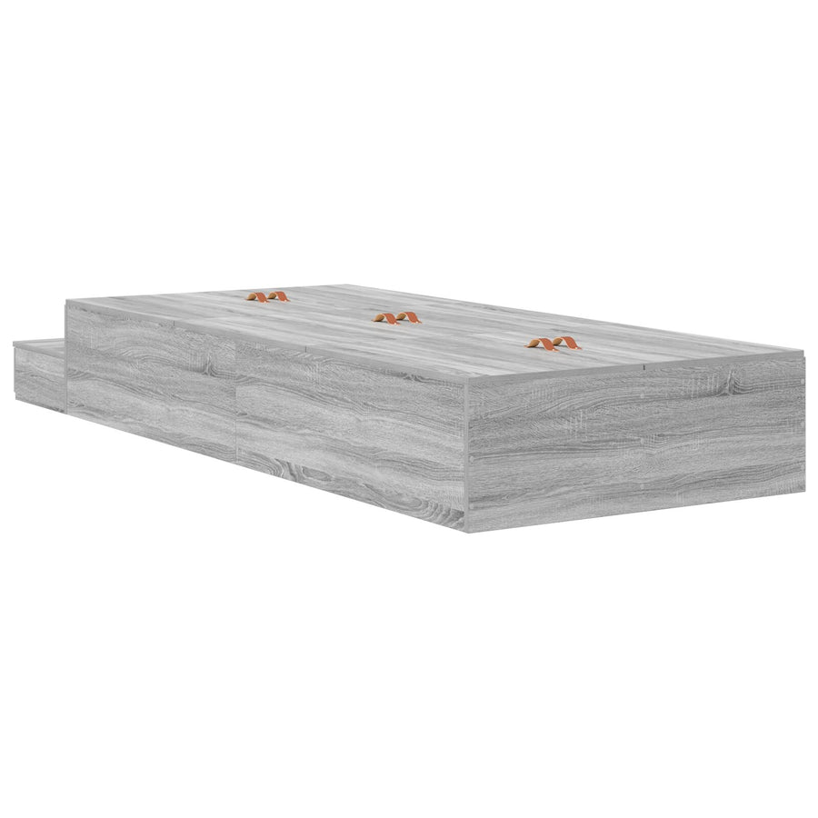 Opbergbedframe Grijs Sonoma Bewerkt Hout 236,5 X 90 X 31,5 Cm Artisanaal Eiken