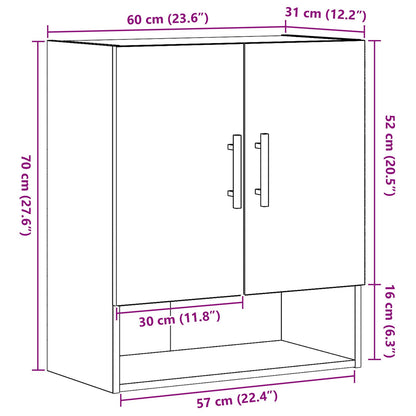 Wandkast Zwart Eiken 60X31X70 Cm Engineered Hout
