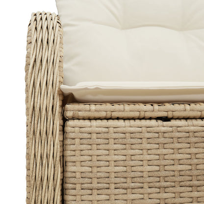 2-Zits Tuinbank Met Opbergruimte & Kussens Poly Rattan Beige en crème met opslag