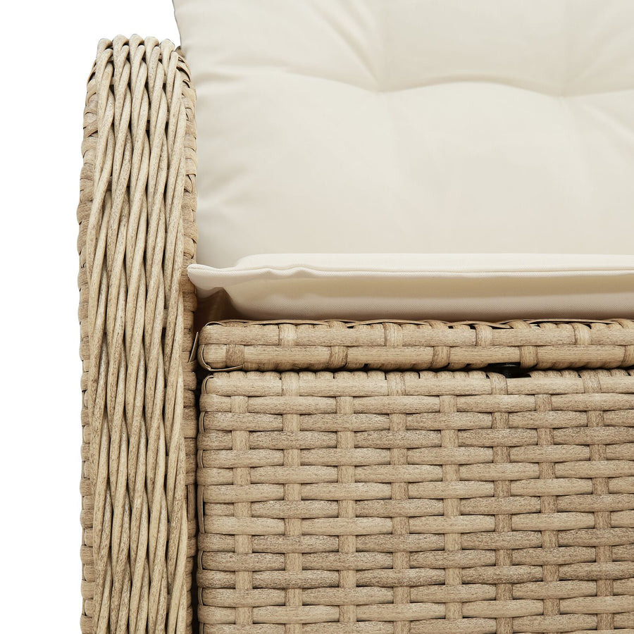 2-Zits Tuinbank Met Opbergruimte & Kussens Poly Rattan Beige en crème met opslag