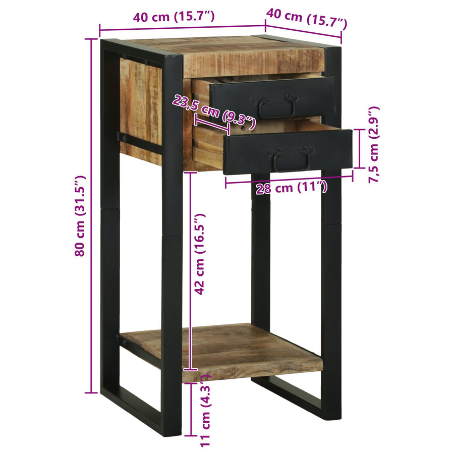 Bijzettafels Natuurlijke Hout En Zwart , Metaal