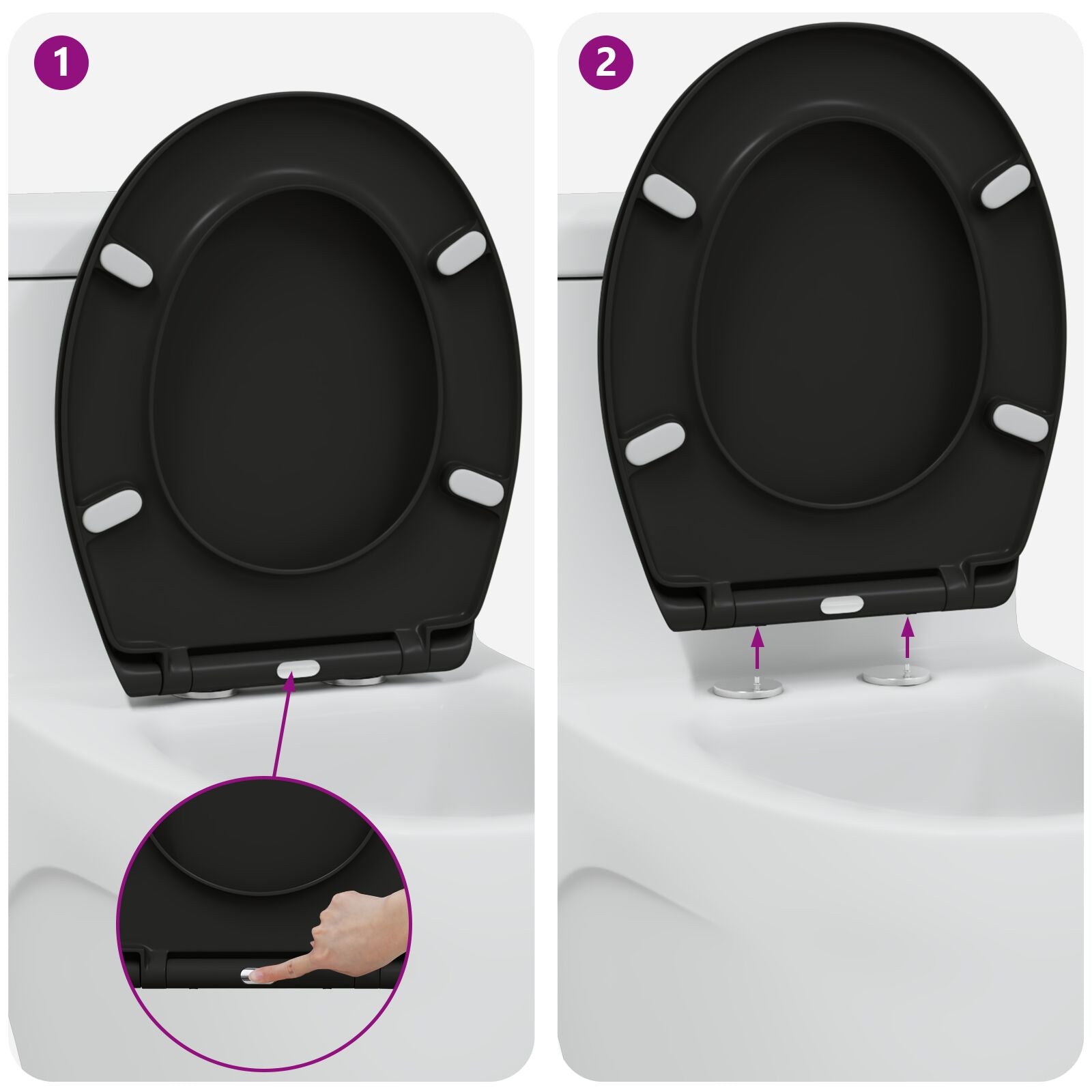 Snelsluiting Toiletdoel Met Zachte Sluiting Duroplast Zwart
