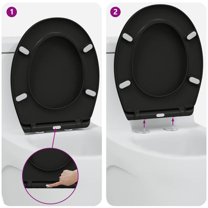 Snelsluiting Toiletdoel Met Zachte Sluiting Duroplast Zwart