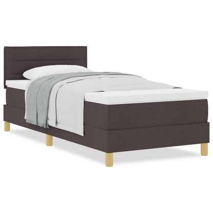 Boxspringbed Met Matras Stof Donkerbruin 90 x 190 cm Lijnen ontwerp
